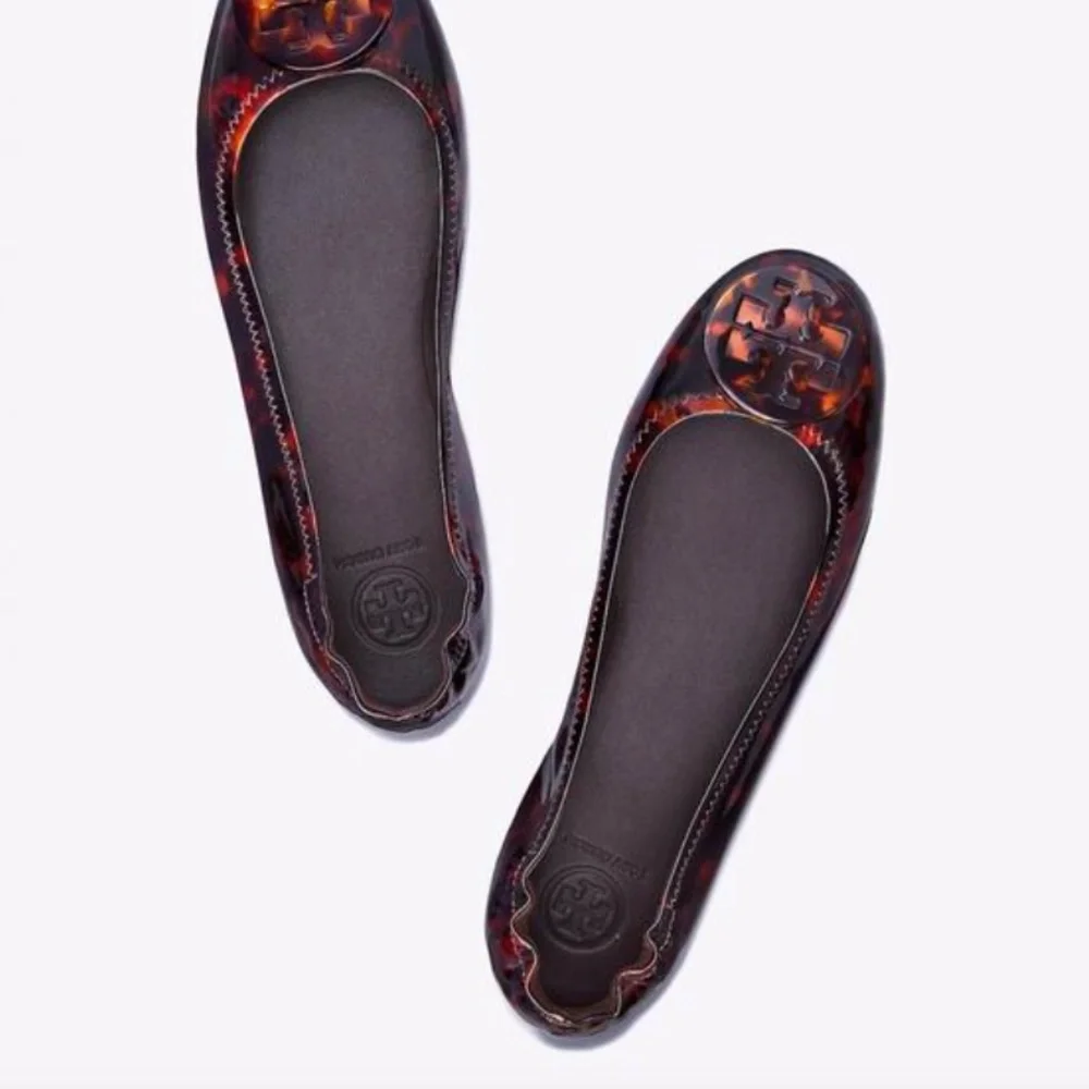 Tory Burch Tortoiseshell Patent Leather Minnie Travel Ballet Flat